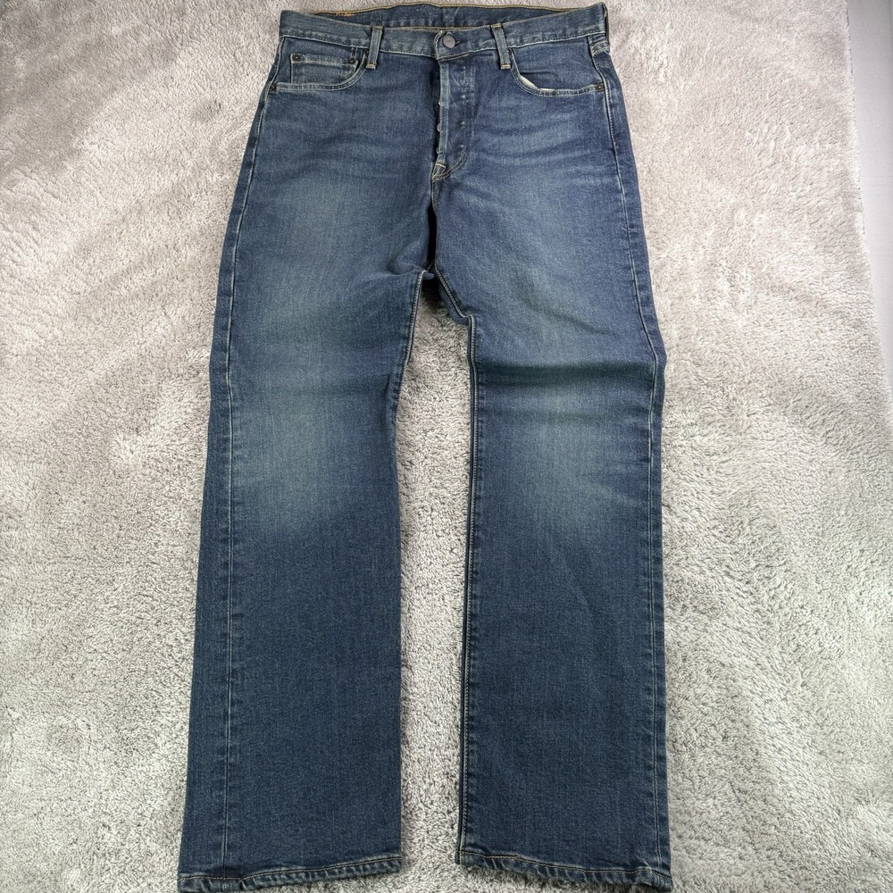 Levis 501 Jeans Mens 34x32 Original Fit Straight Leg Stretch Button Fly Med Wash